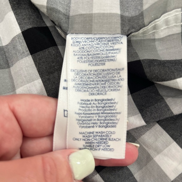 Chaps extra large button down dress shirt black/white checkered - Picture 2 of 11